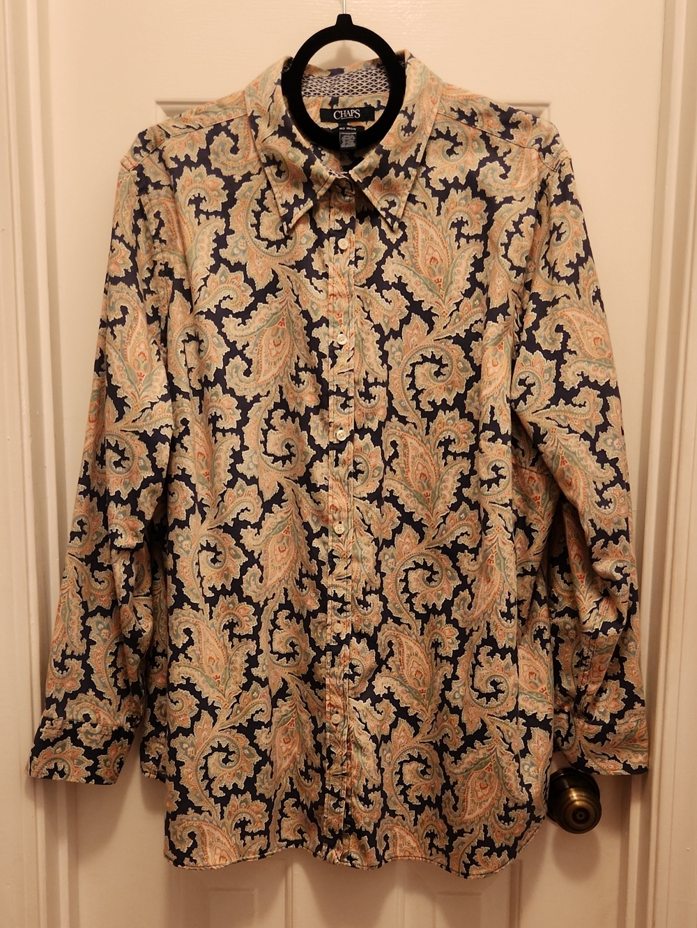 Chaps No Iron Paisley Blouse - Size 2XL